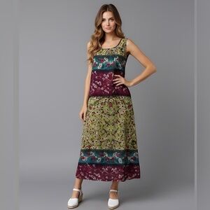 Boho Cotton Floral Side Split Dress